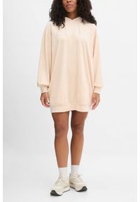 Guess - GUESS Beżowa damska długa welurowa bluza z kapturem Couture, Rozmiar S. Typ kołnierza: kaptur. Kolor: beżowy. Materiał: welur. Długość: długie #5