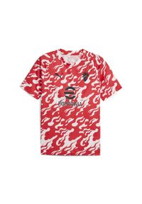 Puma - Męska koszulka przedmeczowa AC Milan PUMA White For All Time Red. Kolor: czerwony, biały, wielokolorowy. Sport: piłka nożna