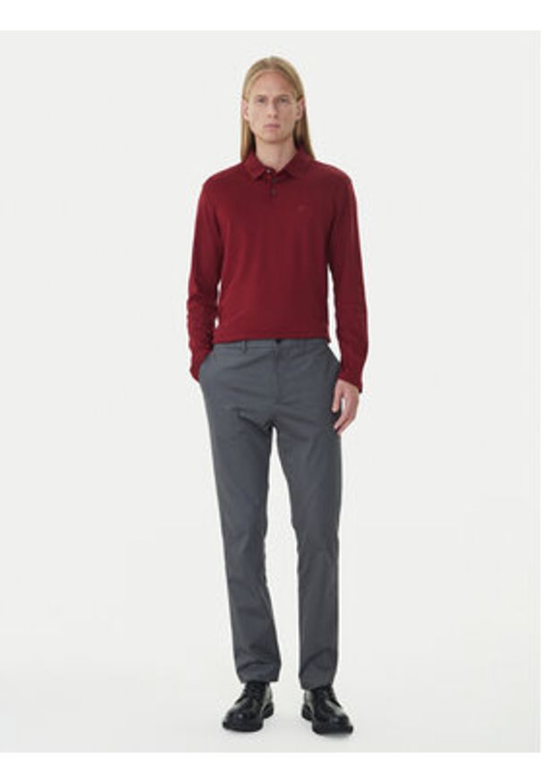Calvin Klein Polo LV040EM909 Bordowy Regular Fit. Typ kołnierza: polo. Kolor: czerwony. Materiał: bawełna