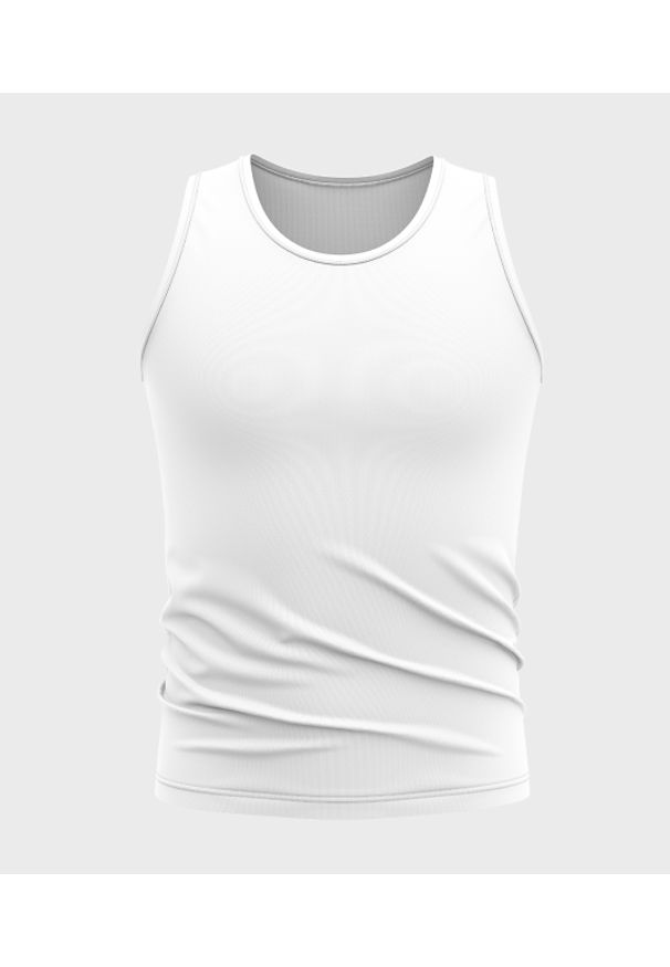MegaKoszulki - Męska koszulka bez rękawów (bez nadruku, gładka) - biała. Kolor: biały. Materiał: bawełna. Długość rękawa: bez rękawów. Wzór: gładki