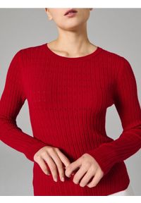 Sinsay - Ażurowy sweter - czerwony. Kolor: czerwony. Wzór: ażurowy #1