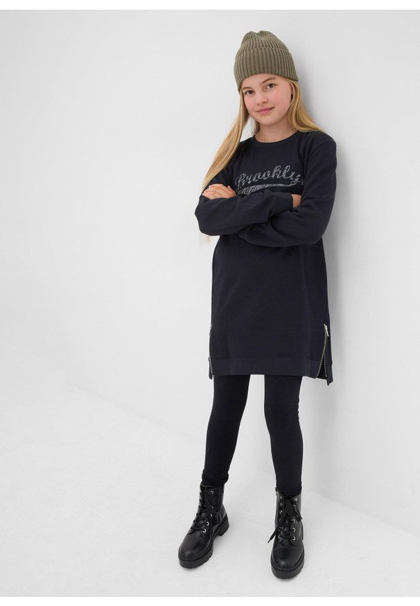 bonprix - Sukienka dresowa z czystej bawełny organicznej. Kolor: czarny. Materiał: dresówka, bawełna