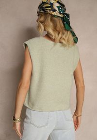 Renee - Jasnozielona Sweterkowa Kamizelka z Wełną Zenzeki. Okazja: na co dzień. Kolor: zielony. Materiał: wełna. Styl: elegancki, casual #5