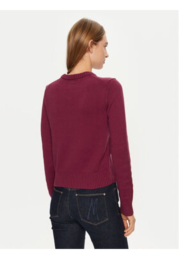 Guess Jeans Sweter W4BR10 Z3HM1 Bordowy Regular Fit. Kolor: czerwony. Materiał: bawełna