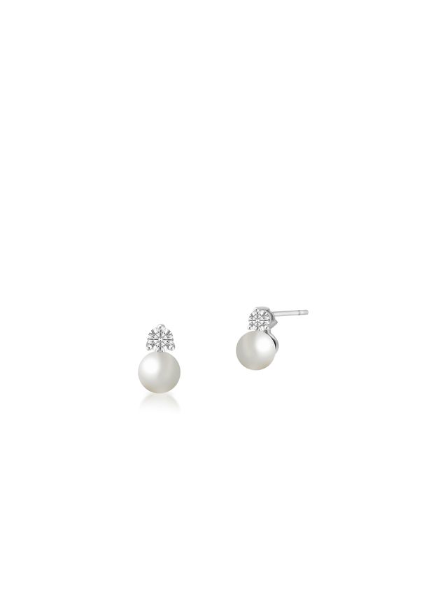 W.KRUK - Kolczyki z perłami i cyrkoniami. Materiał: srebrne. Kamień szlachetny: cyrkonia, perła