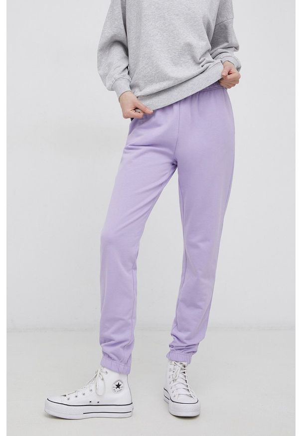 only - Only - Spodnie. Kolor: fioletowy. Materiał: bawełna, dzianina