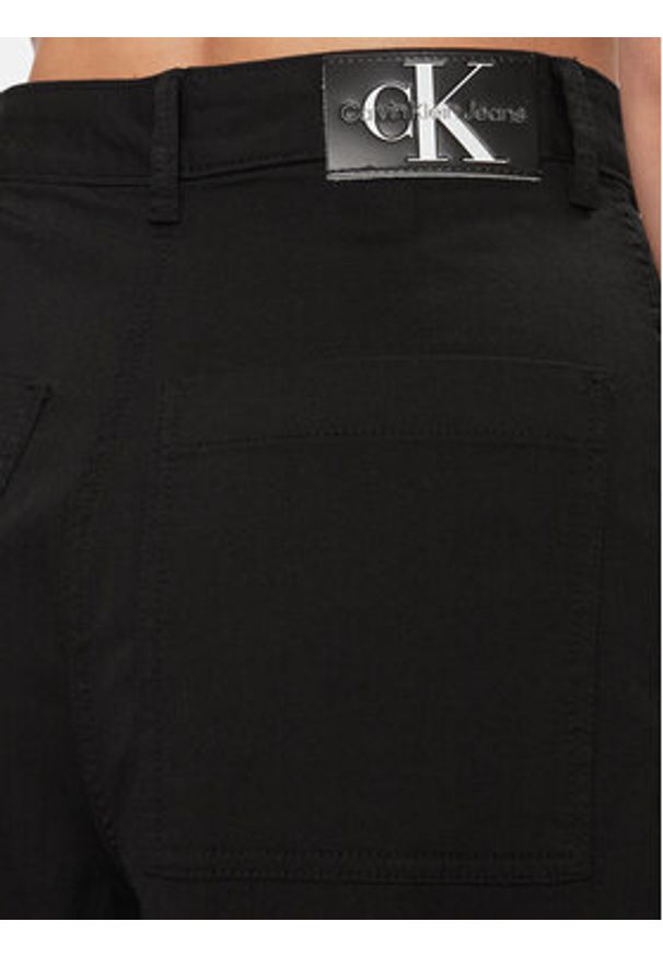 Calvin Klein Jeans Spodnie materiałowe Stretch Twill High Rise Straight J20J221297 Czarny Regular Fit. Kolor: czarny. Materiał: bawełna