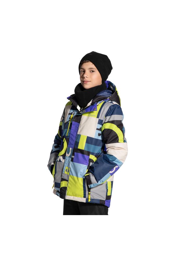Kurtka narciarska dla dzieci snowboard ThermoTEX Lemon Explore ZL4. Typ kołnierza: kołnierzyk stójkowy, kaptur. Kolor: wielokolorowy. Materiał: poliester. Sezon: zima. Sport: narciarstwo, snowboard