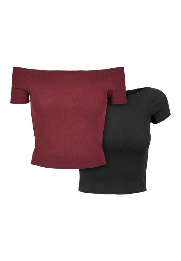 Urban Classics - Koszulka Damska/żebrowana Bez Ramiączek (zestaw 2 Sztuk). Kolor: czerwony, wielokolorowy, brązowy, zielony. Długość rękawa: bez ramiączek