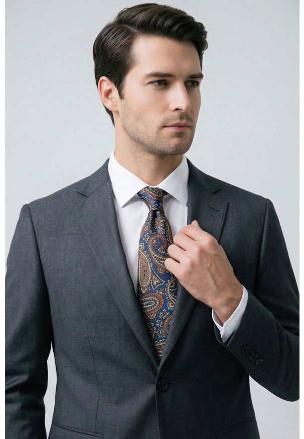 Krawat Męski - Angelo di Monti - Kolorowy z Dużym Paisley. Kolor: wielokolorowy. Materiał: tkanina. Wzór: paisley, kolorowy. Styl: wizytowy, elegancki