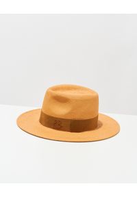 RUSLAN BAGINSKIY - Brązowy kapelusz ze wstążką. Kolor: brązowy. Wzór: aplikacja. Styl: klasyczny #3