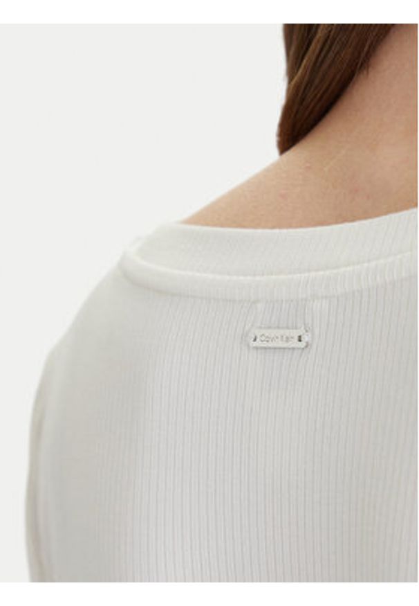 Calvin Klein Bluzka LV044D235G Biały Slim Fit. Kolor: biały