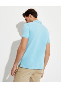 Ralph Lauren - RALPH LAUREN - Niebieska koszulka polo Mesh Custom Slim Fit. Typ kołnierza: polo. Kolor: niebieski. Materiał: mesh. Długość: długie. Wzór: haft #5