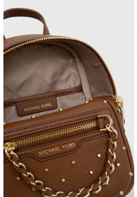 MICHAEL Michael Kors plecak skórzany damski kolor brązowy mały z aplikacją. Kolor: brązowy. Materiał: skóra. Wzór: aplikacja #6