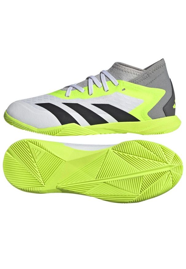 Adidas - Buty piłkarskie adidas Predator Accuracy.3 In Jr IE9449 białe białe. Zapięcie: sznurówki. Kolor: biały. Materiał: guma, syntetyk. Sport: piłka nożna