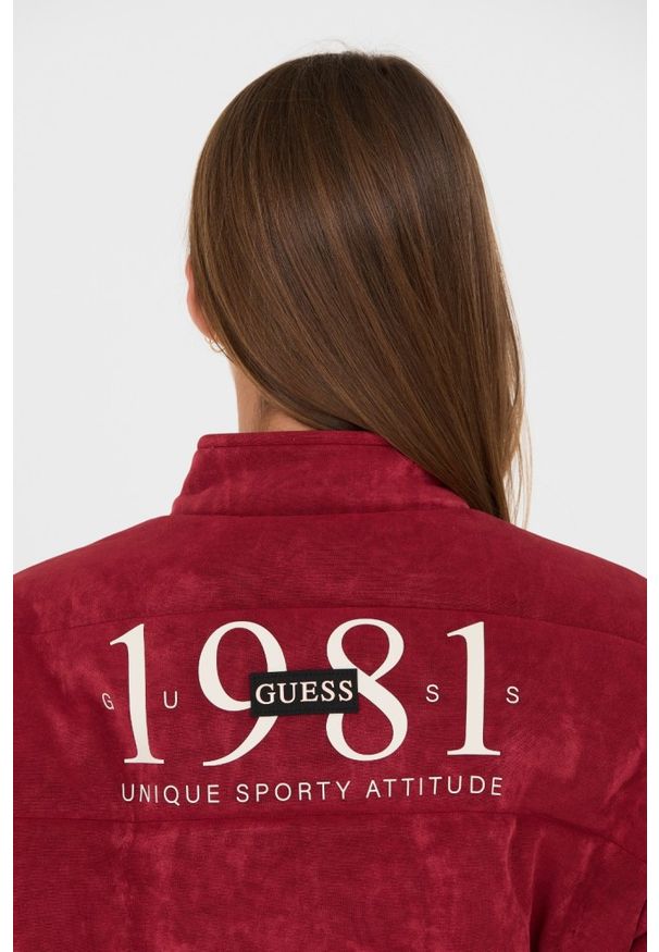 Guess - GUESS Bordowa damska kurtka, Rozmiar L. Kolor: czerwony. Długość: krótkie