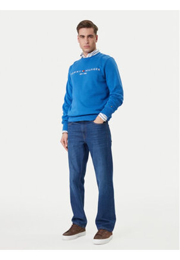 TOMMY HILFIGER - Tommy Hilfiger Bluza Logo MW0MW11596 Niebieski Regular Fit. Kolor: niebieski. Materiał: syntetyk
