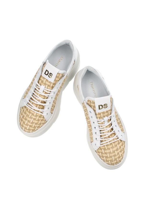 DAMISS - Białe Sneakersy Damiss Modne Obuwie Damskie. Kolor: biały. Materiał: jeans. Sezon: lato