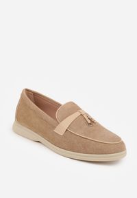Born2be - Ciemnobeżowe Eleganckie Mokasyny VICES z Imitacji Zamszu ze Skórzaną Wkładką Jaenith. Okazja: na co dzień, na spotkanie biznesowe. Kolor: beżowy. Materiał: zamsz, skóra. Wzór: aplikacja. Styl: elegancki #6