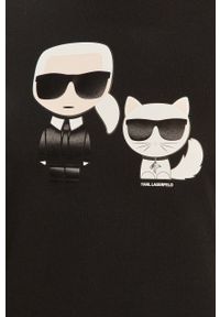 Karl Lagerfeld - T-shirt 210W1724. Okazja: na co dzień. Kolor: czarny. Materiał: dzianina. Wzór: nadruk. Styl: casual #2