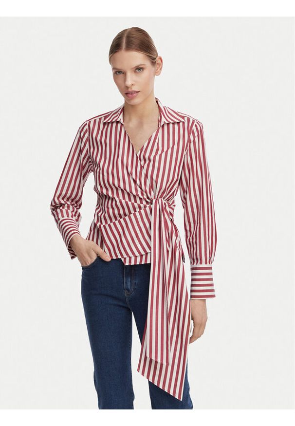 TOMMY HILFIGER - Tommy Hilfiger Bluzka WW0WW49650 Czerwony jasny Regular Fit. Kolor: czerwony. Materiał: bawełna