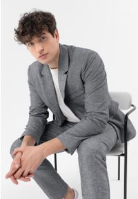 Volcano - Marynarka jednorzędowa JB-AURO. Kolor: szary. Materiał: elastan, bawełna, len, materiał. Styl: klasyczny #1
