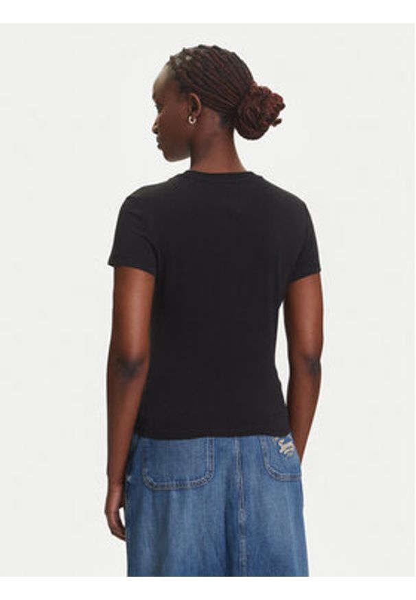 Tommy Jeans T-Shirt Linear DW0DW21422 Czarny Slim Fit. Kolor: czarny. Materiał: bawełna
