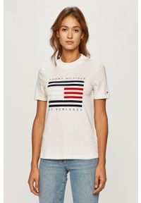 TOMMY HILFIGER - Tommy Hilfiger - T-shirt. Okazja: na co dzień. Kolor: biały. Materiał: bawełna, dzianina. Wzór: gładki. Styl: casual #1