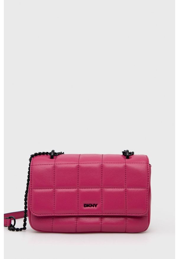 DKNY - Dkny Torebka skórzana kolor różowy. Kolor: różowy. Materiał: skórzane. Rodzaj torebki: na ramię