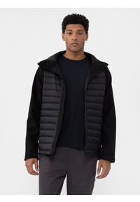 4f - 4F Kurtka softshell wiatroodporna membrana 8000 męska - czarna 3XL. Typ kołnierza: kaptur. Kolor: czarny. Materiał: softshell. Technologia: Windstopper