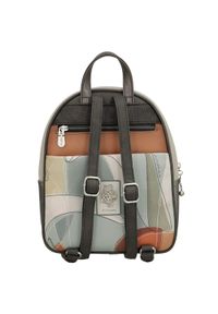 Plecak damski Anekke, z dekoracyjnym nadrukiem i metalowym logo zapinany na zamek z wygodną rączką regulowanymi szelkami oraz ozdobnym brelokiem, sza. Kolor: szary. Materiał: materiał. Wzór: nadruk. Styl: casual, elegancki #4