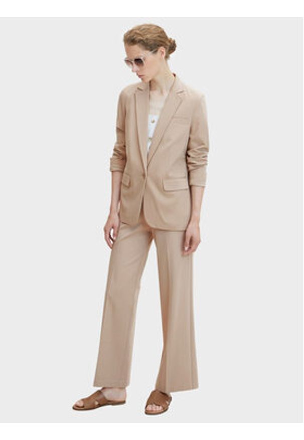 Tom Tailor Marynarka 1032858 Beżowy Regular Fit. Kolor: beżowy. Materiał: wiskoza