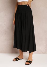 Renee - Czarne Plisowane Spodnie Szerokie z Bawełny Jaina. Kolor: czarny. Materiał: bawełna. Sezon: lato #3