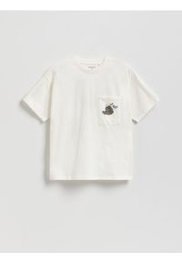 Reserved - Bawełniany t-shirt Pusheen - złamana biel. Materiał: bawełna #1