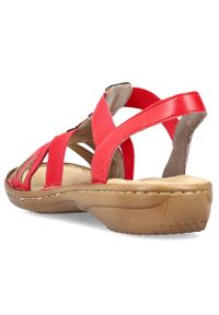 Komfortowe sandały damskie wsuwane z gumkami czerwone Rieker 60804-33. Zapięcie: bez zapięcia. Kolor: czerwony #9