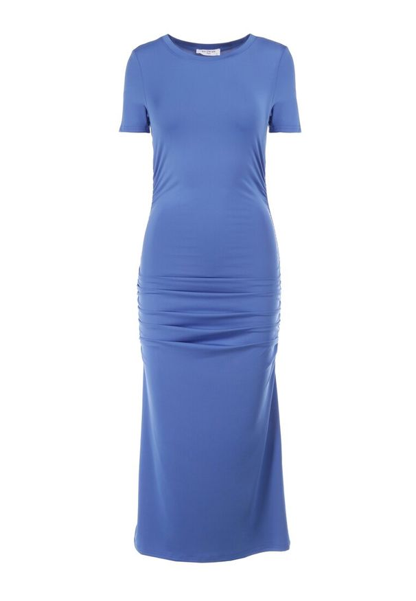 Born2be - Niebieska Sukienka Oreitheis. Kolor: niebieski. Długość rękawa: krótki rękaw. Wzór: aplikacja, gładki, jednolity. Typ sukienki: sportowe. Styl: elegancki, sportowy. Długość: mini