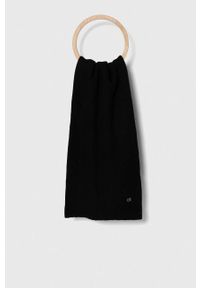 Calvin Klein szalik z domieszką wełny kolor czarny gładki. Kolor: czarny. Materiał: wełna. Wzór: gładki