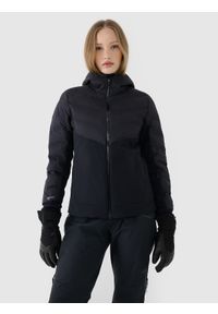 4f - 4F Kurtka narciarska membrana Pertex Shield 20000 damska - czarna XL. Typ kołnierza: kaptur. Kolor: czarny. Materiał: poliester, dzianina, materiał, tkanina. Długość: długie. Wzór: gładki. Sezon: zima. Styl: klasyczny #1
