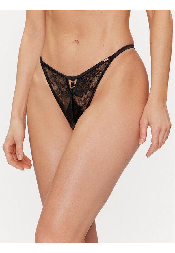 Hunkemöller Stringi Allura 204541 Czarny. Kolor: czarny. Materiał: syntetyk