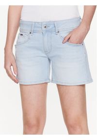 Pepe Jeans Szorty jeansowe Siouxie PL801002PE0 Błękitny Regular Fit. Kolor: niebieski. Materiał: bawełna