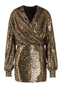 Manila Grace Sukienka koktajlowa A539PY Złoty Regular Fit. Kolor: złoty. Materiał: syntetyk. Styl: wizytowy #5