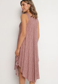 Born2be - Beżowa Rozkloszowana Sukienka z Bawełny w Abstrakcyjny Wzór Ronive. Okazja: na co dzień. Kolor: beżowy. Materiał: bawełna. Typ sukienki: rozkloszowane. Styl: casual, elegancki #3