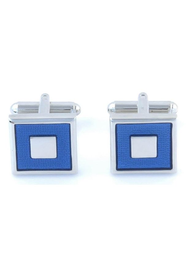 Modini - Spinki srebrne - niebieskie kwadraty M27. Kolor: srebrny, wielokolorowy, niebieski