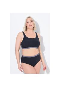 ULLA POPKEN - Damskie Bikini faktura miękkie miseczki regulowane ramiączka. Kolekcja: plus size. Kolor: czarny. Materiał: poliamid, materiał, elastan #1