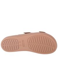 Klapki Crocs Brooklyn Low Wedge Sandal 207431-2Q9 beżowy. Kolor: beżowy. Wzór: paski. Obcas: na koturnie. Wysokość obcasa: średni #5