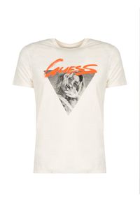 Guess T-Shirt | MBYI05R8G02 | Mężczyzna | Ecru, Kremowy. Kolor: kremowy. Materiał: bawełna. Wzór: nadruk