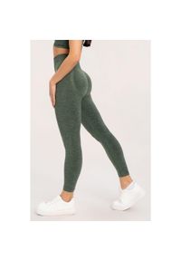 GYM GLAMOUR - Legginsy fitness damskie Gym Glamour seamless push up. Kolor: zielony. Sport: fitness