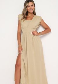 Born2be - Jasnożółta Rozkloszowana Sukienka z Gumką w Talii Zdobiona Metaliczną Nicią Fagelia. Okazja: na co dzień. Kolor: żółty. Długość rękawa: krótki rękaw. Wzór: aplikacja. Typ sukienki: proste. Styl: glamour, casual #2