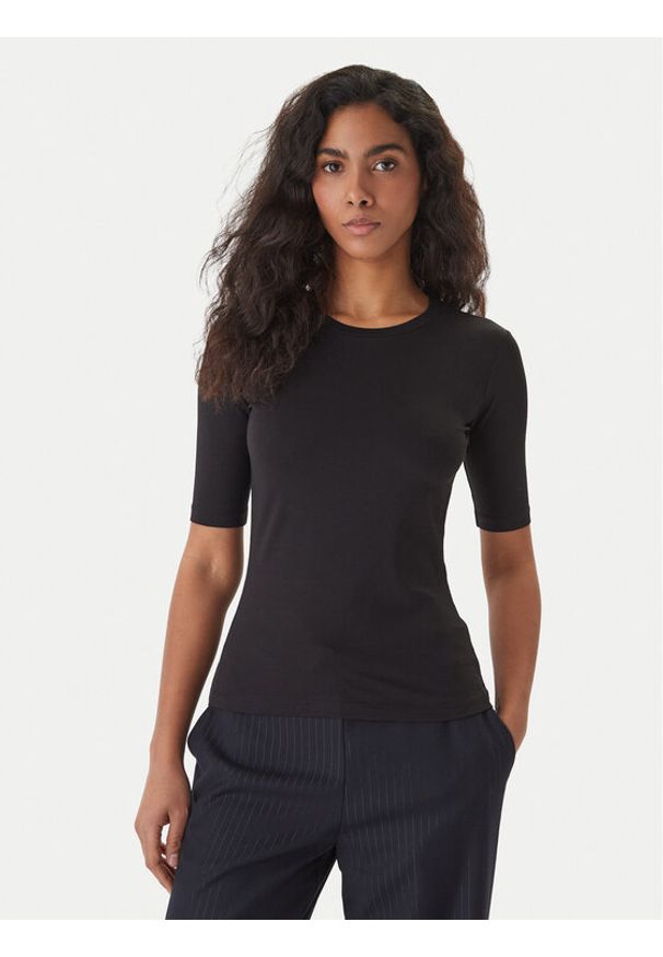 Hugo - HUGO T-Shirt Darnelia 50515019 Czarny Slim Fit. Kolor: czarny. Materiał: bawełna