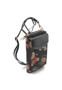 Czarny Portfel Damski Torebka Na Telefon Henney Bear London. Kolor: czarny. Wzór: aplikacja, kolorowy. Materiał: zdobione. Styl: elegancki, casual. Rodzaj torebki: na ramię #3